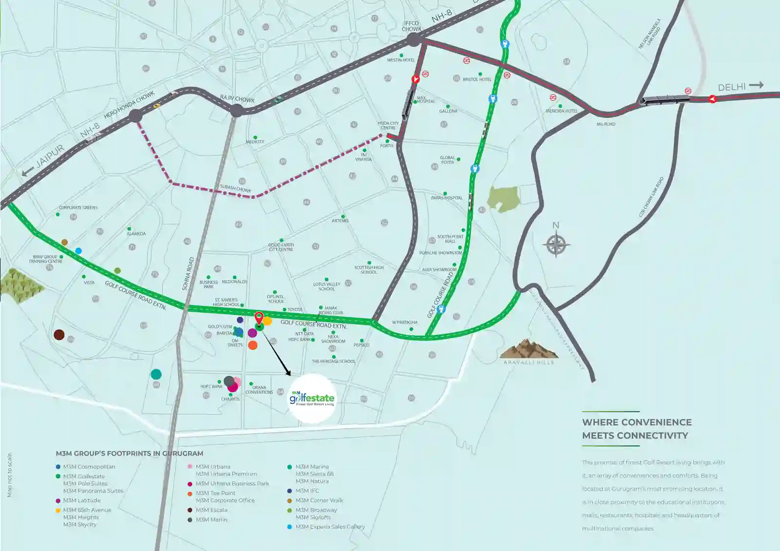 M3M Golf Estate Gurgaon Location Map